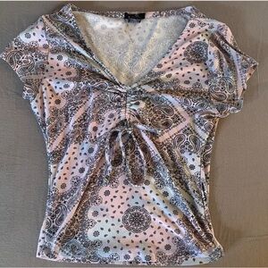 Paisley Print V-Neck Women's Top